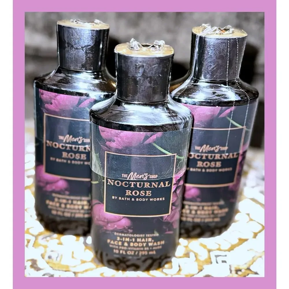 Bath & Body Works 10 oz Nocturnal Rose Men's 3-in-1 Hair Face Body Wash Gel x3
